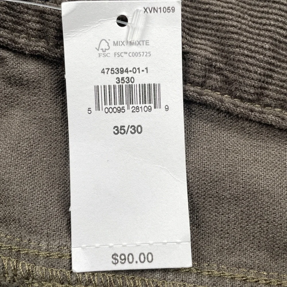 NWT Banana Republic Men's Slim Corduroy Pants‎ 35x30 (37x30) Brown Washwell